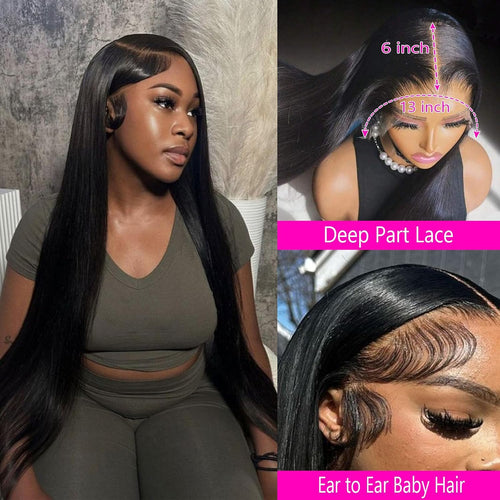 13x6Lace Front Wig Natural Color Straight Hair HD-lace Humai Hair